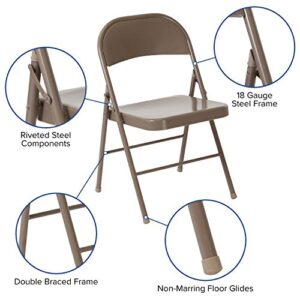 Flash Furniture HERCULES Series Double Braced Beige Metal Folding Chair