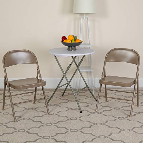 Flash Furniture HERCULES Series Double Braced Beige Metal Folding Chair