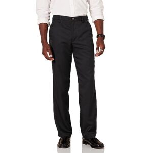 amazon essentials men's classic-fit expandable-waist flat-front dress pant, black, 34w x 32l