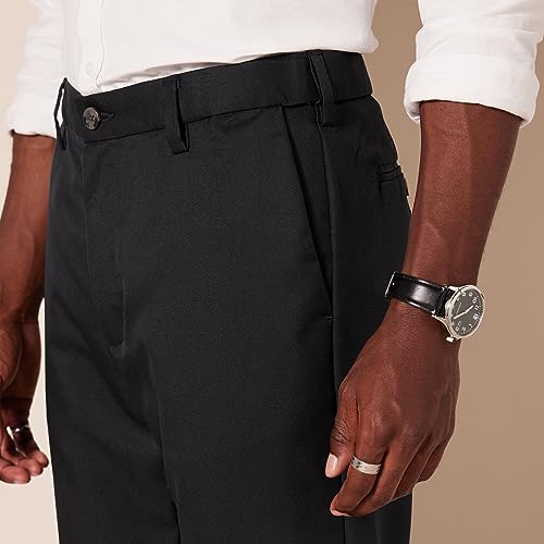 Amazon Essentials Men's Classic-Fit Expandable-Waist Flat-Front Dress Pant, Black, 34W x 32L