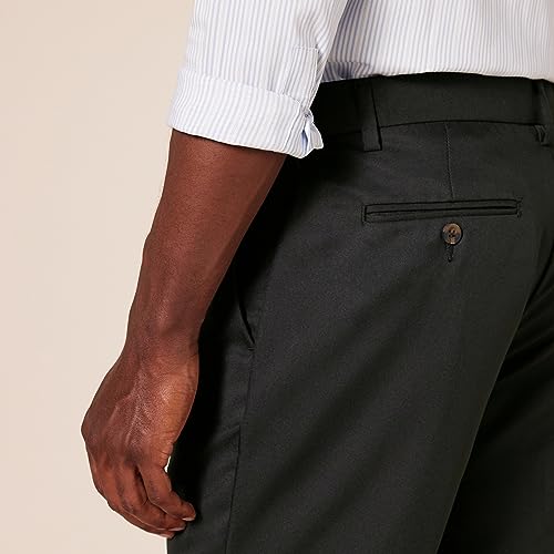 Amazon Essentials Men's Slim-Fit Flat-Front Dress Pant, Black, 34W x 30L