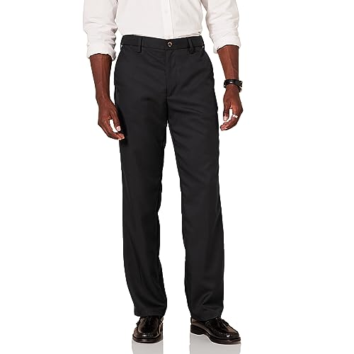 Amazon Essentials Men's Classic-Fit Expandable-Waist Flat-Front Dress Pant, Black, 36W x 32L