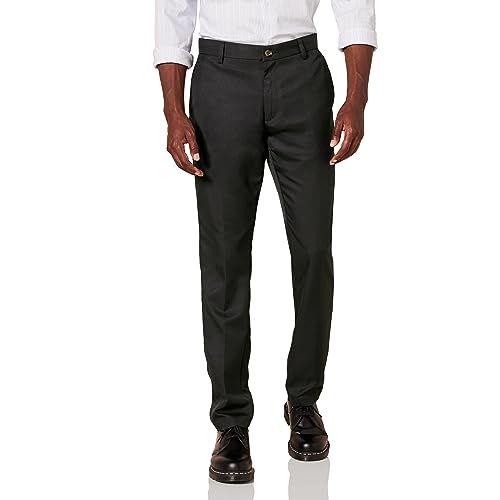 Amazon Essentials Men's Slim-Fit Flat-Front Dress Pant, Black, 32W x 30L