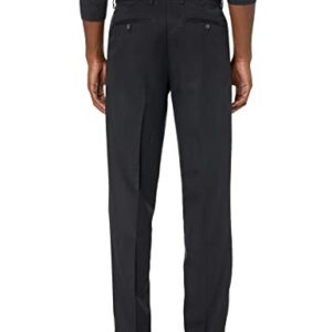 Amazon Essentials Men's Classic-Fit Expandable-Waist Pleated Dress Pant, Black, 42W x 30L