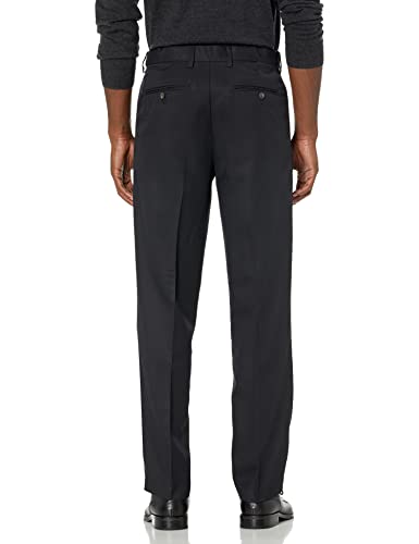 Amazon Essentials Men's Classic-Fit Expandable-Waist Pleated Dress Pant, Black, 42W x 30L