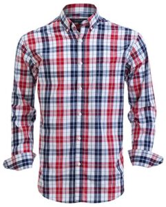 double pump mens button down shirts cotton long sleeve shirts regular fit (sl02a,l)
