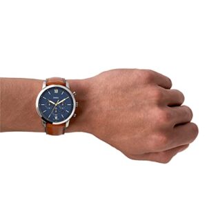 Fossil Men's Neutra Quartz Stainless Steel and Leather Chronograph Watch, Color: Silver, Luggage (Model: FS5453)