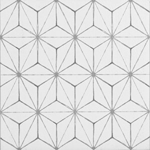 floorpops fp2481 kikko peel stick floor tiles, white & off-white