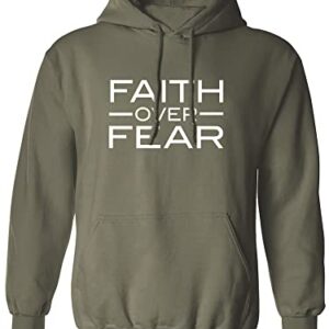 zerogravitee Faith over Fear Adult Hooded Sweatshirt in Military Green - Medium