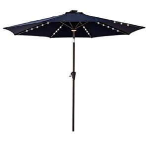 c-hopetree 9 ft outdoor patio market table umbrella with solar led lights and tilt, navy blue