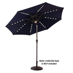 C-Hopetree 9 ft Outdoor Patio Market Table Umbrella with Solar LED Lights and Tilt, Navy Blue