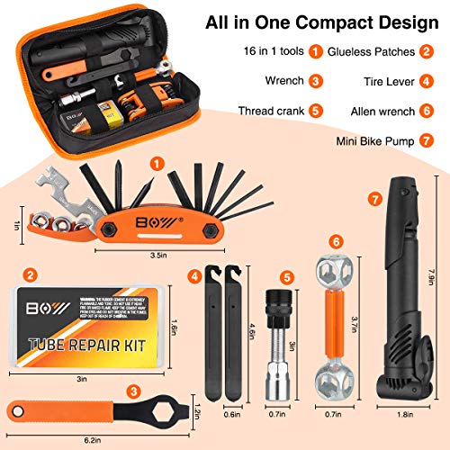 Bicycle Repair Bag & Bicycle Tire Pump, Home Bike Tool Portable Patches Fixes, Fixe, Inflator, Maintenance for Camping Travel Essentials Tool Bag Bike Repair Tool Kit Safety Emergency All in One Tool