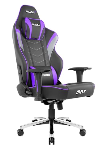 AKRacing Masters Series Max Gaming Chair with Wide Flat Seat, 400 Lbs Weight Limit, Rocker and Seat Height Adjustment Mechanisms - Indigo