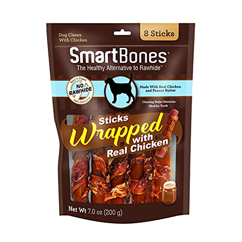 SmartBones Chicken-Wrapped Sticks, Treat Your Dog to a Rawhide-Free Chew Made with Real Chicken and Vegetables