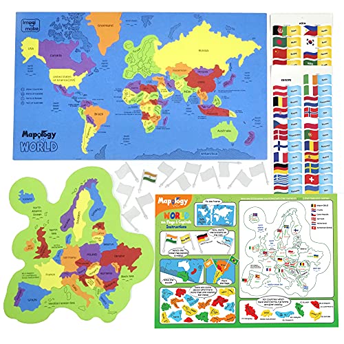 Imagimake Mapology World Map Puzzle - Includes Country Flags & Capitals | Educational Toys for Kids 5-7 | Fun Jigsaw Puzzle for Girls & Boys Toys Age 6-8 | Games for Kids 8-12 | 7 Year Old boy Gifts