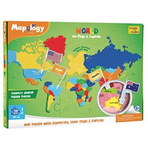 Imagimake Mapology World Map Puzzle - Includes Country Flags & Capitals | Educational Toys for Kids 5-7 | Fun Jigsaw Puzzle for Girls & Boys Toys Age 6-8 | Games for Kids 8-12 | 7 Year Old boy Gifts