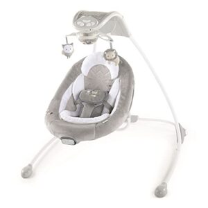 ingenuity inlighten baby swing - cool mesh fabric, vibrations, swivel infant seat, nature sounds, light up motorized mobile - braden