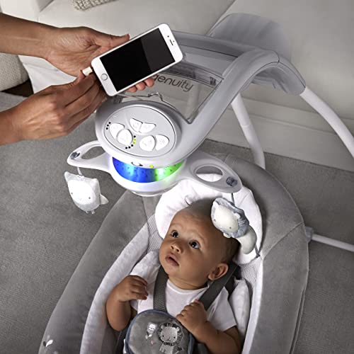 Ingenuity InLighten Baby Swing - Cool Mesh Fabric, Vibrations, Swivel Infant Seat, Nature Sounds, Light Up Motorized Mobile - Braden