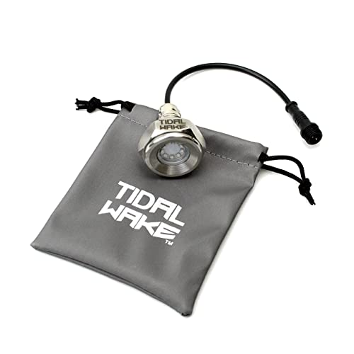 Tidal Wake IP68 Underwater 1/2in Standard Boat Drain Plug LED Light Built-in Driver & Overheat Protection 3 Yr/50,000hr Warranty, 316 Stainless Steel, 12-30v/27w,1800 lumen w/Storage Bag (Blue)