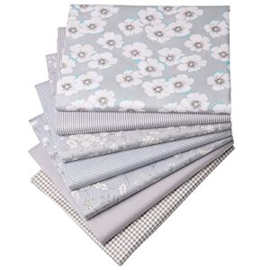 hanjunzhao grey fabric fat quarters bundles, quilting sewing precuts cotton fabric, 18 x 22 inches