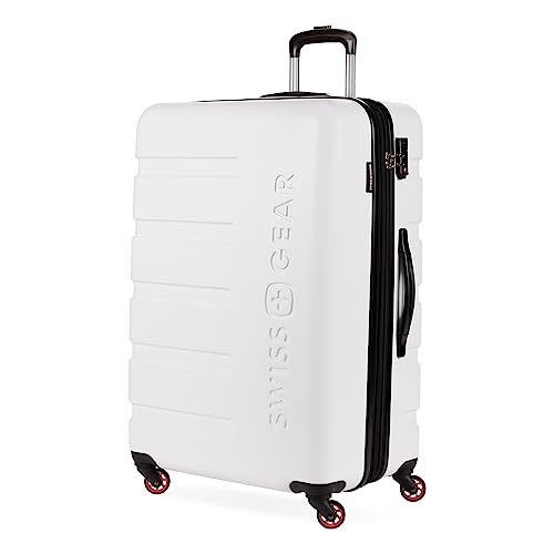 SwissGear 7366 Hardside Expandable Luggage with Spinner Wheels, White, Checked-Large 27-Inch