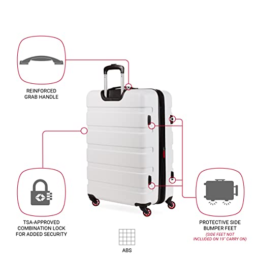 SwissGear 7366 Hardside Expandable Luggage with Spinner Wheels, White, Checked-Large 27-Inch