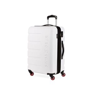 swissgear 7366 hardside expandable luggage with spinner wheels, white, checked-medium 23-inch