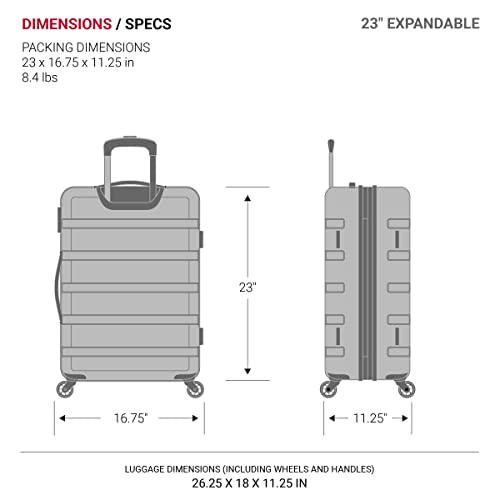 SwissGear 7366 Hardside Expandable Luggage with Spinner Wheels, White, Checked-Medium 23-Inch