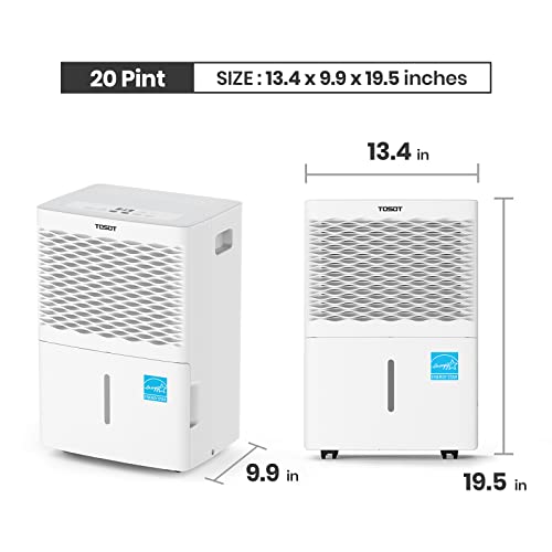 TOSOT 20 Pint 1,500 Sq Ft Dehumidifier Energy Star - for Home, Basement, Bedroom or Bathroom - Super Quiet (Previous 30 Pint)