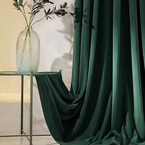 jinchan Velvet Blackout Curtains for Living Room, Thermal Insulated Luxury Drapes for Bedroom 108 Inch Long, Room Darkening Window Treatments Rod Pocket 1 Panel, Emerald Green