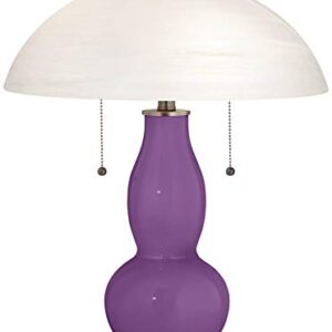 Color + Plus Passionate Purple Gourd-Shaped Table Lamp with Alabaster Shade