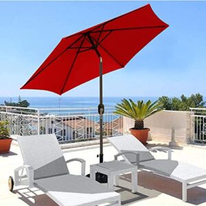 Blissun 7.5 ft Patio Umbrella, Yard Umbrella with Push Button Tilt and Crank(Red)