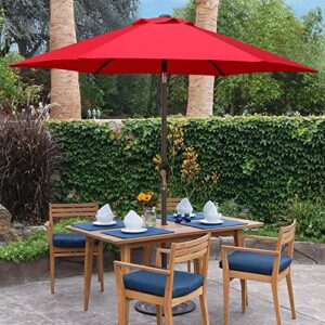 Blissun 7.5 ft Patio Umbrella, Yard Umbrella with Push Button Tilt and Crank(Red)