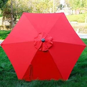 Blissun 7.5 ft Patio Umbrella, Yard Umbrella with Push Button Tilt and Crank(Red)