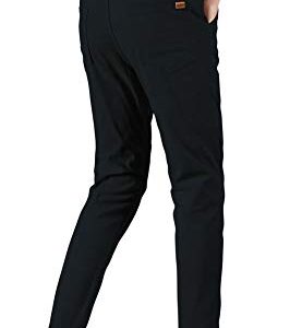 Plaid&Plain Men's Slim Fit Khaki Pants Stretch Cropped Chino Skinny Pants 130201 Black 29