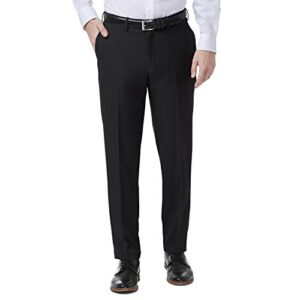 haggar men's premium comfort dress slim fit flat front pant, black, 29w x 32l