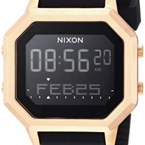 NIXON Siren SS A1211 - Black/Rose Gold - 100m Water Resistant Women's Digital Sport Watch (36mm Watch Face, 18mm-16mm Silicone Band)