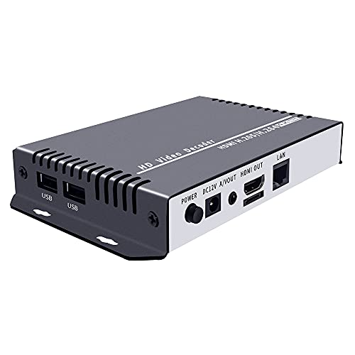 ISEEVY H.265 H.264 4K 1080P Video Decoder IPTV Decoder with HDMI and CVBS Output for Advertisement Display, IP Encoder Decoding, Network Stream Decoding Support RTMP RTSP RTP UDP HTTP