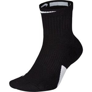 nike elite basketball mid socks (black/white, large)