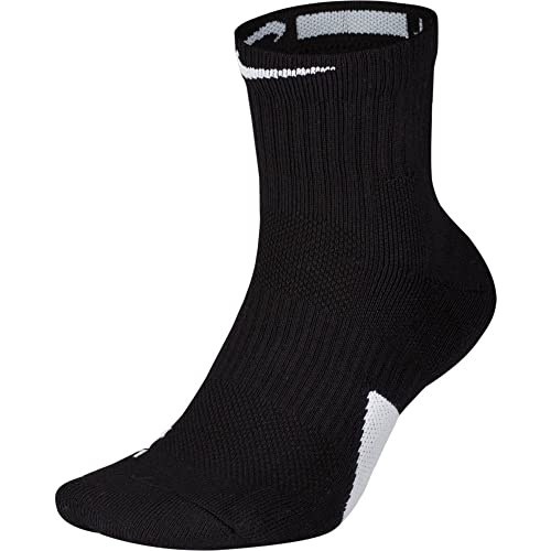 Nike Elite Basketball Mid Socks (Black/White, Large)