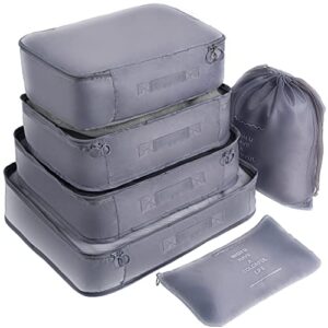 Adwaita 6 Set Packing Cubes, Travel Luggage Packing Organizers (Grey)