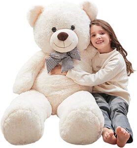 misscindy giant teddy bear plush stuffed animals for girlfriend or kids 47 inch, (white)
