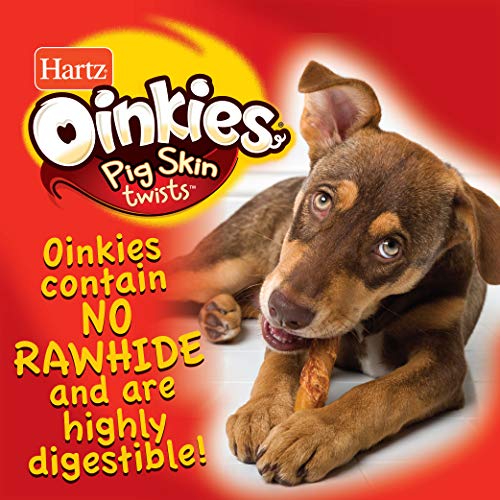 Hartz Oinkies Natural Smoked Pig Skin Twist Peanut Butter Stuffed Dog Treat Chews - 16 Pack - 3270015588