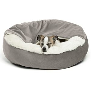 best friends by sheri cozy cuddler ilan microfiber hooded blanket cat and dog bed in gray 23"x23"