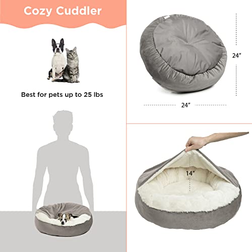 Best Friends by Sheri Cozy Cuddler Ilan Microfiber Hooded Blanket Cat and Dog Bed in Gray 23"x23"