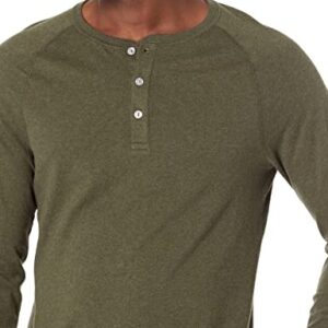 Amazon Essentials Men's Slim-Fit Long-Sleeve Henley Shirt, Olive Heather, Medium