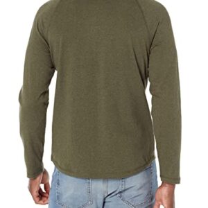 Amazon Essentials Men's Slim-Fit Long-Sleeve Henley Shirt, Olive Heather, Medium