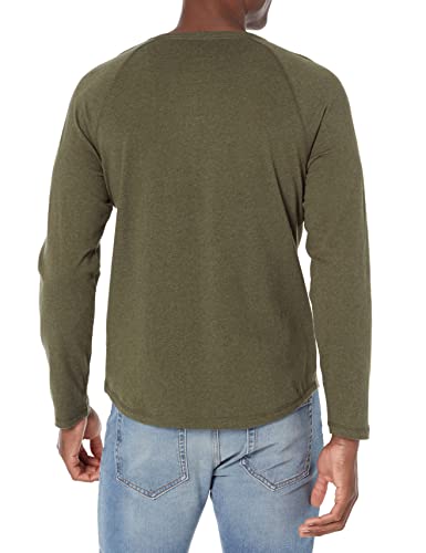 Amazon Essentials Men's Slim-Fit Long-Sleeve Henley Shirt, Olive Heather, Medium