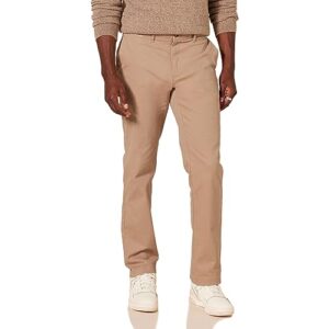 amazon essentials men's slim-fit casual stretch khaki pant, dark khaki brown, 32w x 30l