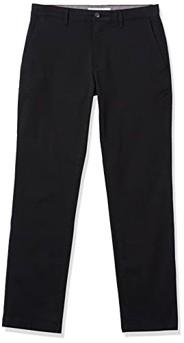 Amazon Essentials Men's Slim-Fit Casual Stretch Khaki Pant, Black, 33W x 34L